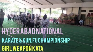 Hyderabad national karate amp kunfu championship girl weapon kata karate sports [upl. by Hibbert]