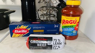 HOW TO MAKE SPAGHETTI STEP BY STEP WITH 3 INGREDIENTS USING STORE BOUGHT SAUCE QUICKamp EASY [upl. by Stephen195]