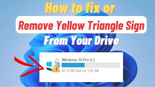 Yellow triangle warning on C Drive D drive on Windows 1110  Yellow Sign on C Drive in Windows 11 [upl. by Zenger777]