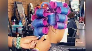 Roller Set And Color Fun On Natural Hair  How To Straighten Natural Hair Without Heat Damaged [upl. by Vaios470]