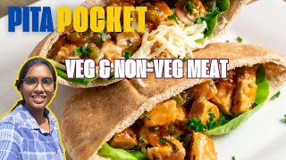 🥙வீட்ல Cheesy PITA Pocket recreation NonVeg amp plant based meat ukexplorebites [upl. by Warms]