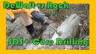 Drilling BIG holes in rock SDS core bit  DCH133 [upl. by Lennod395]