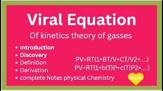 Virial equation of kinetic theory of gasses physical chemistry introductonDerivation [upl. by Jeri]