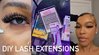 DIY LASH EXTENSIONS AT HOME  HOW TO APPLY LASH CLUSTERS FROM AMAZON  BEGINNER FRIENDLY [upl. by Leonard481]