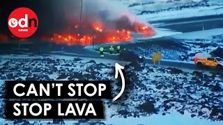 Lava Rivers Visible From Iceland Airport in New Volcano Eruption [upl. by Noslen]