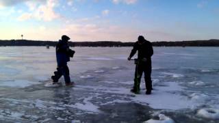 Ice Gator vs Eskimo Ion Electric Ice Auger [upl. by Ahsimac]