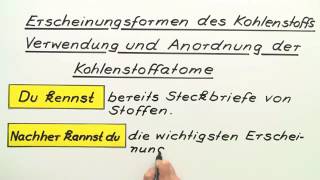 ERSCHEINUNGSFORMEN DES KOHLENSTOFFS VERWENDUNG UND ANORDNUNG DER KOHLENSTOFFATOME  Chemie [upl. by Netsrik]