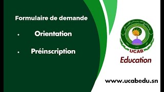 Formulaire de demande dorientation et de Préinscription [upl. by Glialentn360]