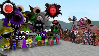 ALL SPRUNKI PHASES VS ALL FNAF 110 ANIMATRONICS In Garrys Mod [upl. by Atnahsa]