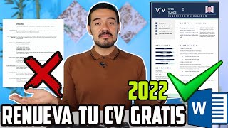 RENUEVA TU CV EN 5 MINUTOS 2022 PLANTILLAS GRATIS PARA TU CV I COMO HACER UN BUEN CURRICULUM EN WORD [upl. by Leirrad889]