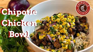 Chipotle Bowl Cooked at Home w Brown Rice Black Beans and Corn Salsa Recipes [upl. by Tabby206]