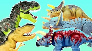 Dinosaur Triceratops Trex Spinosaurus Light and Sound Fun Adventure Toys For Kids [upl. by Shatzer]