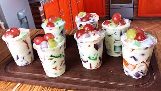 Postre navideño con 4 ingredientes GELATINA CON CREMA ensalada frutal de gelatina [upl. by Daisi80]