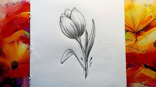 🌷Flower Drawing Tutorial step by step  Easy Flower Drawing How to draw flower [upl. by Nuahsal282]