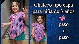 CHALECO NIÑA 2 A 3 AÑOS en crochet PASO A PASO [upl. by Haida]