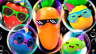 Baby Fruit Dancing with BUBBLES 🍎🍊🍋‍🍏🍇 Sensory Video [upl. by Berty]