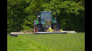 1SchnittNeufahrzeug LU Schmidt Ronneburg Fendt Vario 728 mit Claas Disco Mähkombination [upl. by Neelra969]