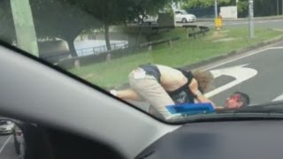 Dramatic road rage footage Two men caught in brawl on Australian road [upl. by Ner]