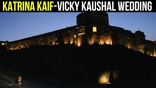 Stunning visuals of Vicky KaushalKatrina Kaifs wedding venue at night [upl. by Leblanc]