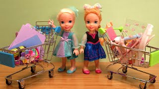 School supplies  Elsa amp Anna toddlers go shopping [upl. by Drarreg]