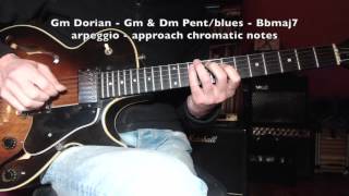 Jazz Guitar  Pat Martino Activity 1 2 3 4 5 with tabs Gm7 Dorian  slow [upl. by Teak]