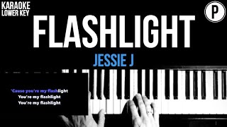 Jessie J  Flashlight Karaoke LOWER KEY Slowed Acoustic Piano Instrumental Cover Lyrics [upl. by Juley]