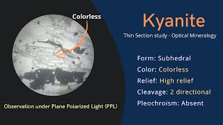 Kyanite Thin Section under Microscope  Optical Mineralogy  Cleavage Interference color geology [upl. by Uba919]