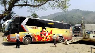 Bus Loading on Ferry on the Road from MraukU Myanmar [upl. by Nomis]