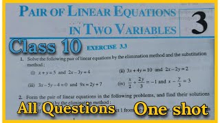 Class 10 Ex 33 Q1 Q2 Linear Equations in two variables Chapter 3 NEW CBSE NCERT Syllabus Rajmith [upl. by Rhpotsirhc591]