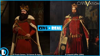 Leaders in Civ5 x Realworld Illustration  Sid Meiers Civilization V  Comparison [upl. by Wernsman]