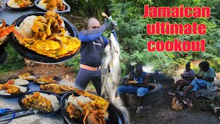 cookout on the beach fun and laughter how to cook Curry coconut brown stew fish and lobster [upl. by Vergil]