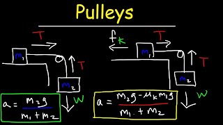 Pulley Physics Problem  Finding Acceleration and Tension Force [upl. by Anuhsal121]