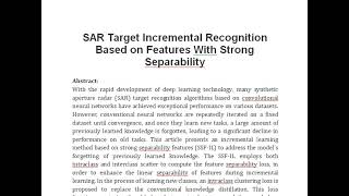 SAR Target Incremental Recognition Based on Features With Strong Separability [upl. by Atkinson]