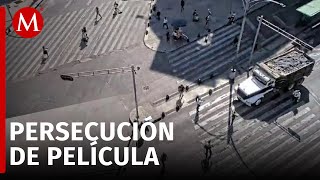 Persecución de película en CdMx conductor intentó evadir un bloqueo y a la autoridad [upl. by Adiene]