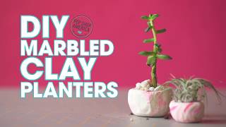 DIY Marbled Clay Planters [upl. by Natrav551]