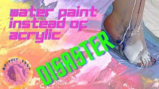 002 Fluid art FEET disaster water paint instead of acrylic  Fluid art amp my foot soles Part 2 [upl. by Sim315]