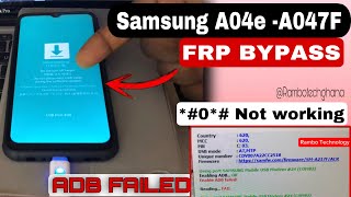 Samsung A04e FRP Bypass Android 13 A042F Google Account Remove  Download mode New 2024 [upl. by Nnaeilsel]