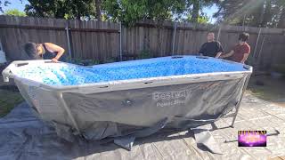 Bestway Power Steel Oval Above Ground Swimming Pool  14ft x 8ft 2in x 395in  Open Box and Set Up [upl. by Stannfield]