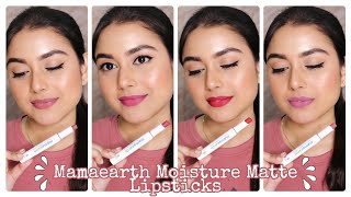 New Mamaearth Moisture Matte Longstay Lipstick  Review  Swatches  All 9 Shades  Arpita Ghoshal [upl. by Refitsirhc175]