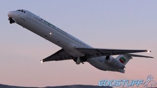 Bulgarian Air Charter  McDonnell Douglas MD82 LZLDM  Sunset Takeoff from SPULDSP Split airport [upl. by Warila]