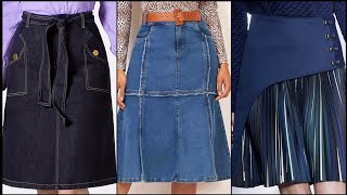 Latest Denim Skirt Designs For Girls Stylish Short Denim Skirts 2024 [upl. by Allerbag]