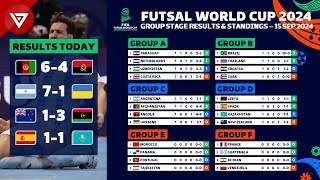 🔴 MD1 FIFA FUTSAL WORLD CUP 2024 Group Results amp Standings Table as of 15 Sep 2024 [upl. by Mauro931]