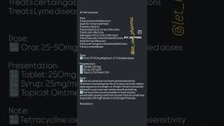 49 Tetracycline Drug Pharmacology medical pharmacy drugdose mbbs neet neetpharm pharmacology [upl. by Stormi998]