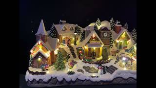 Animated LED Christmas Village Scene with Rotating Train Houses and Music [upl. by Engud456]