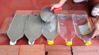 How To Make Cement Pots Easily From Plastic Bottles At Home For You [upl. by Yenhpad]