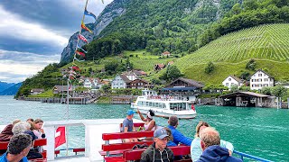 Walensee Switzerland 4K  A Breathtaking Journey by Boat on The Lake  4K Video Ultra HD 60fps [upl. by Rosenblast]