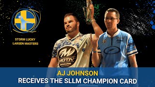 AJ Johnson Receives the Storm Lucky Larsen Masters Champion Card from Martin Larsen [upl. by Ran]