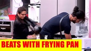 Bigg Boss 13 Update Madhurima beats Vishal with a frying pan [upl. by Sidoney]