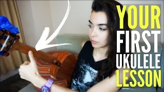 Your FIRST Ukulele Lesson Ukulele Beginner Lesson By A Music Teacher [upl. by Trilby]