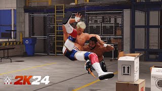 WWE 2K24  GAMEPLAY  XBOX SERIES S  CODY RHODES VS ASHANTE “THEE” ADONIS  BACKSTAGE BRAWL [upl. by Lotsirb]